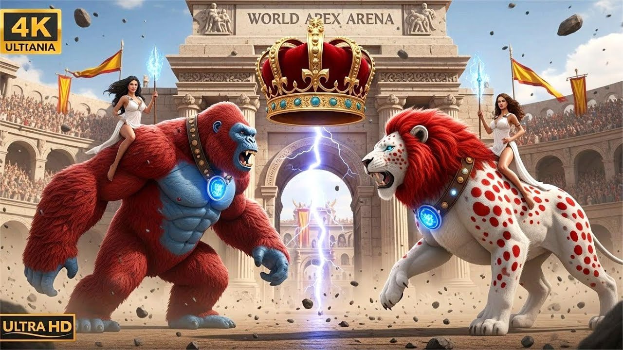 🎬RED KING KONG 🦍 vs 🦁 WHITE LION | World Apex Arena 2026 | 4K #WorldApexArena#RedKingKongVsWhiteLion