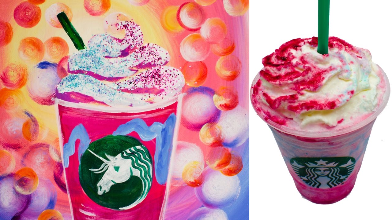 🐎 🎨 Starbucks Unicorn Frappuccino 🌈 🍧 DIY Acrylic Painting tutorial | TheArtSherpa
