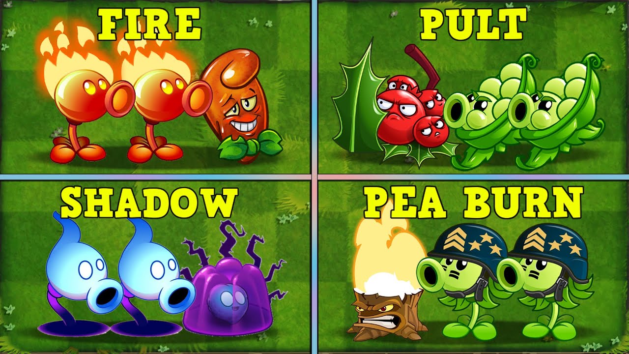 Random 4 Team Peashooter + Barrier - Who Will Win? - PvZ 2 Team Plants Battlez