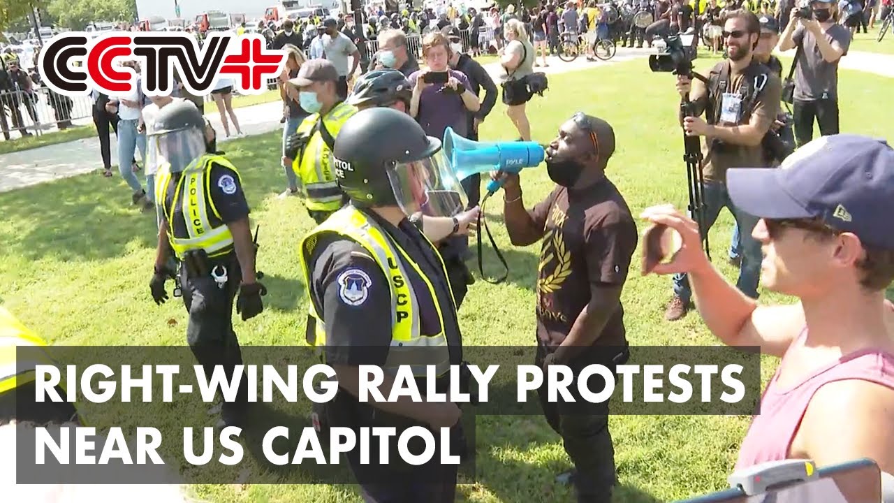 Right-wing Rally Protests Near Us Capitol Amid Divided Public Opinions