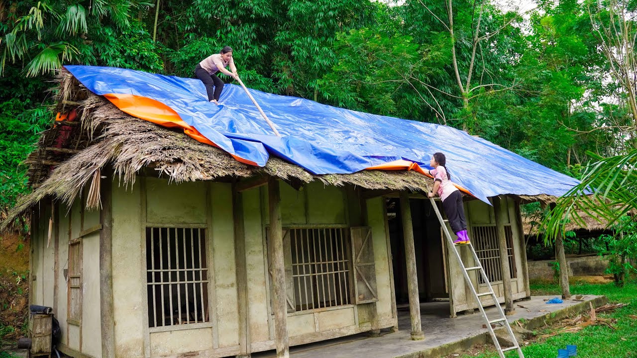 Single mother: Re-roof the house with tarpaulin, a rotten roof is very dangerous | Ly Tieu Tuyet