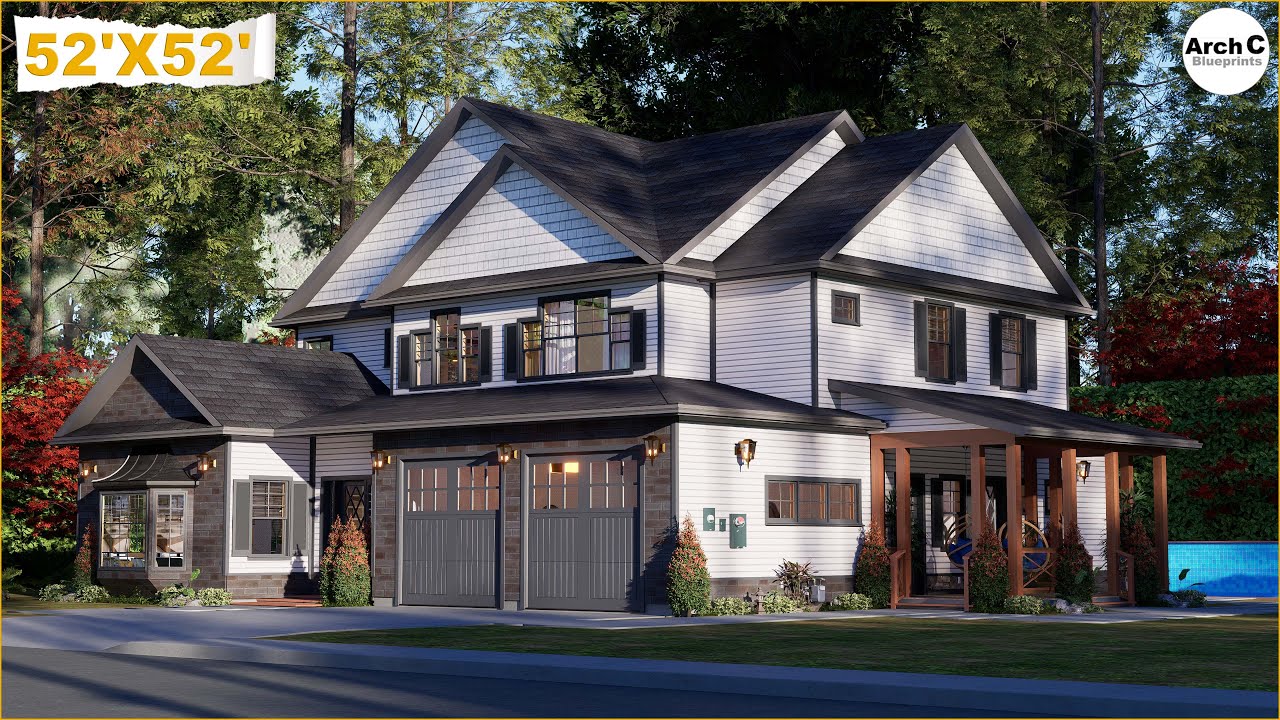 STUNNING 2-Story Modern Cottage House Plan Full Tour | Modern FAMILY HOME With Bonus Living