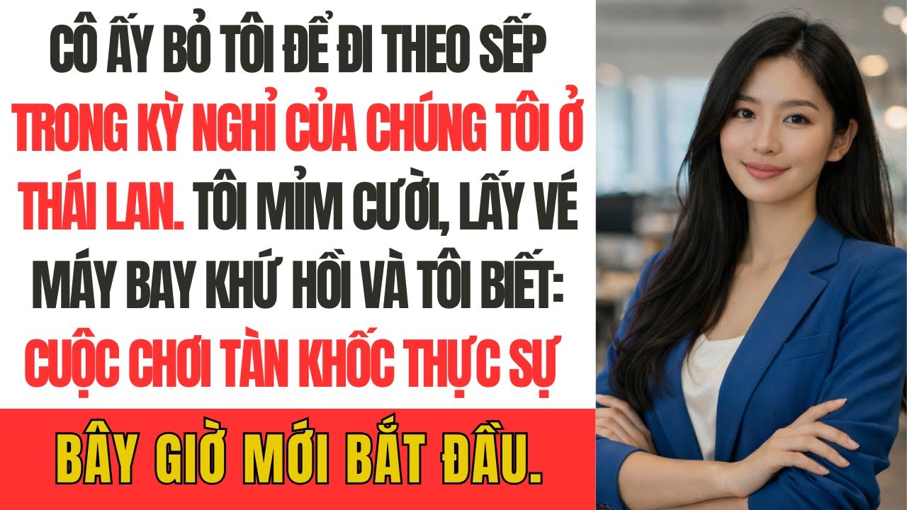 Cô ấy bỏ tôi để đi theo sếp trong kỳ nghỉ của chúng tôi ở Thái Lan. Tôi mỉm cười, lấy vé máy bay khứ