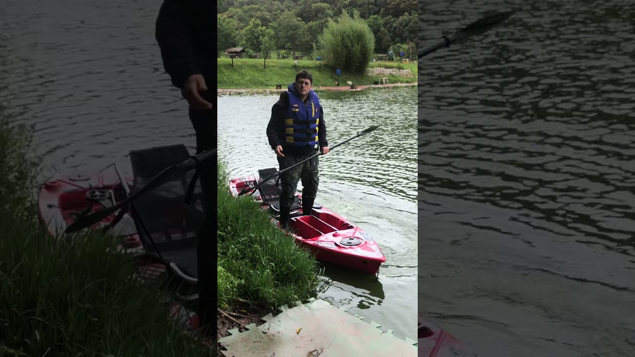 Apresentação Caiaque Caiaker Tarpon pronto para pedal, ficamos em pé show de estabilidade e conforto