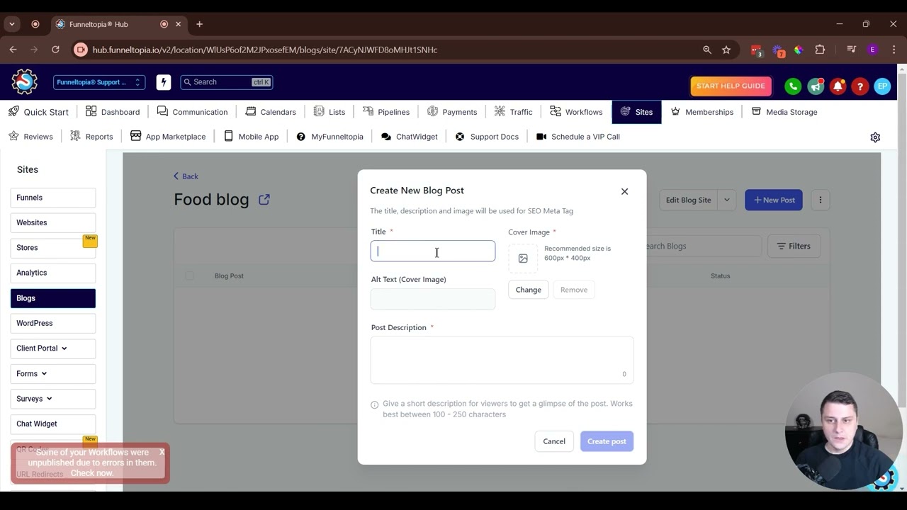 How to Use the Blog Feature in Funneltopia