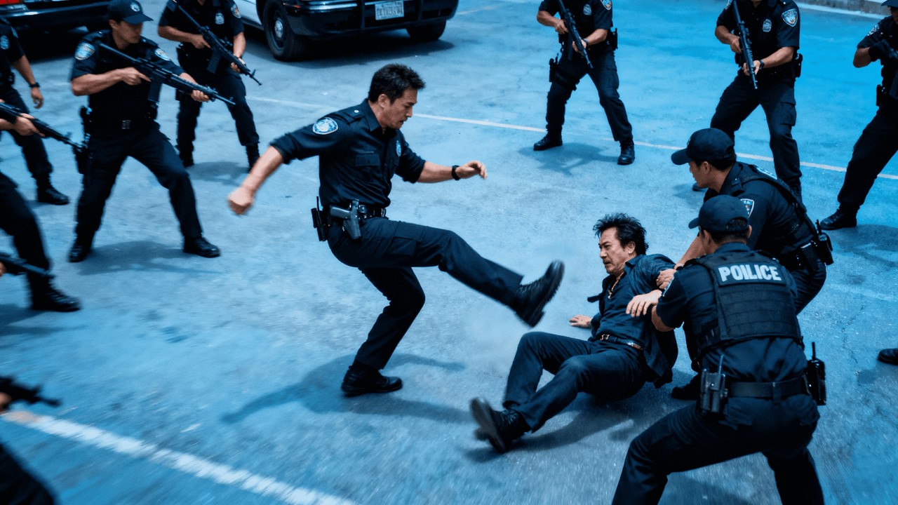 大毒枭从警察的包围圈中逃出，缉毒警灵活行动，趁其不备一脚踹倒成功活捉！