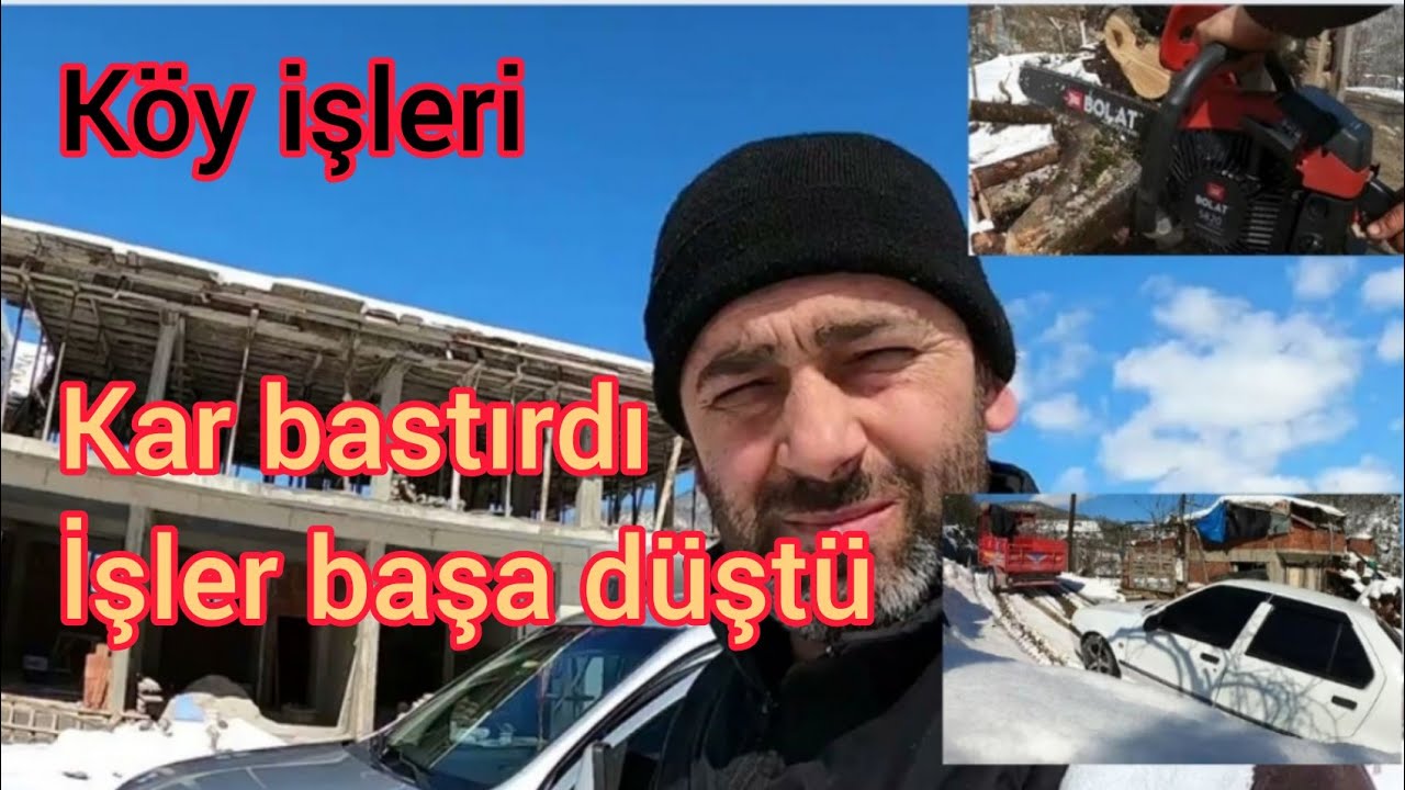 Karlı soğuk Havada İnşaat İşleri Durdu / Odun doğradım / Araba Çektim / İnşaat Sahasına gittim