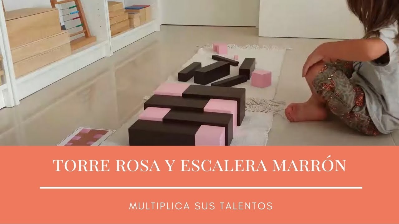 Trabajando con la torre rosa, la escalera marrón y las plantillas Montessori