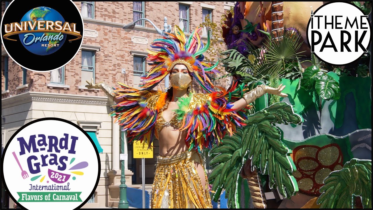 Universal Orlando 2021 Mardi Gras during VERY BUSY Spring Break | Universal Studios Florida 4K Tour