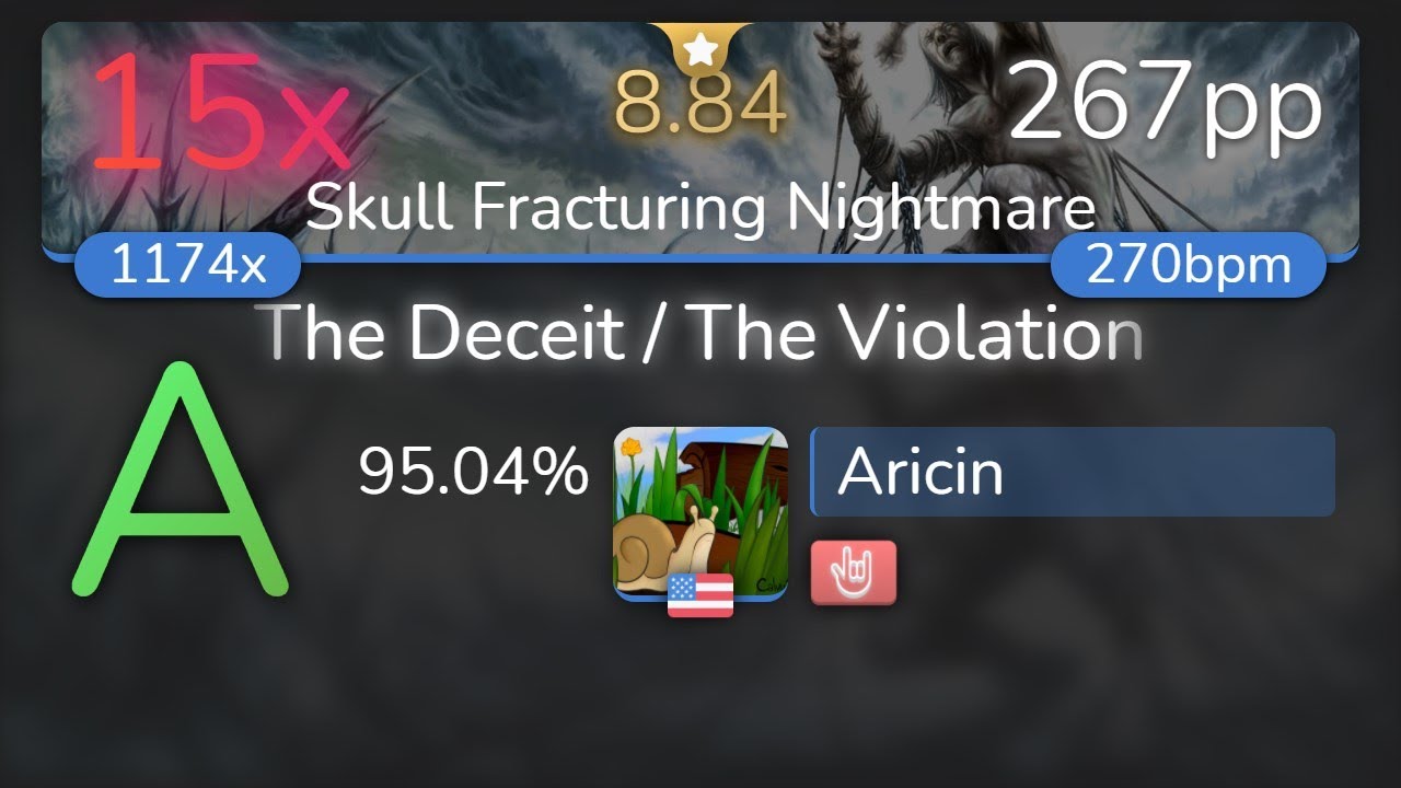 [8.84⭐] Aricin | FA - The Deceit / The Violation [Skull Fracturing Nightmare] +HR 95.04% {15❌}