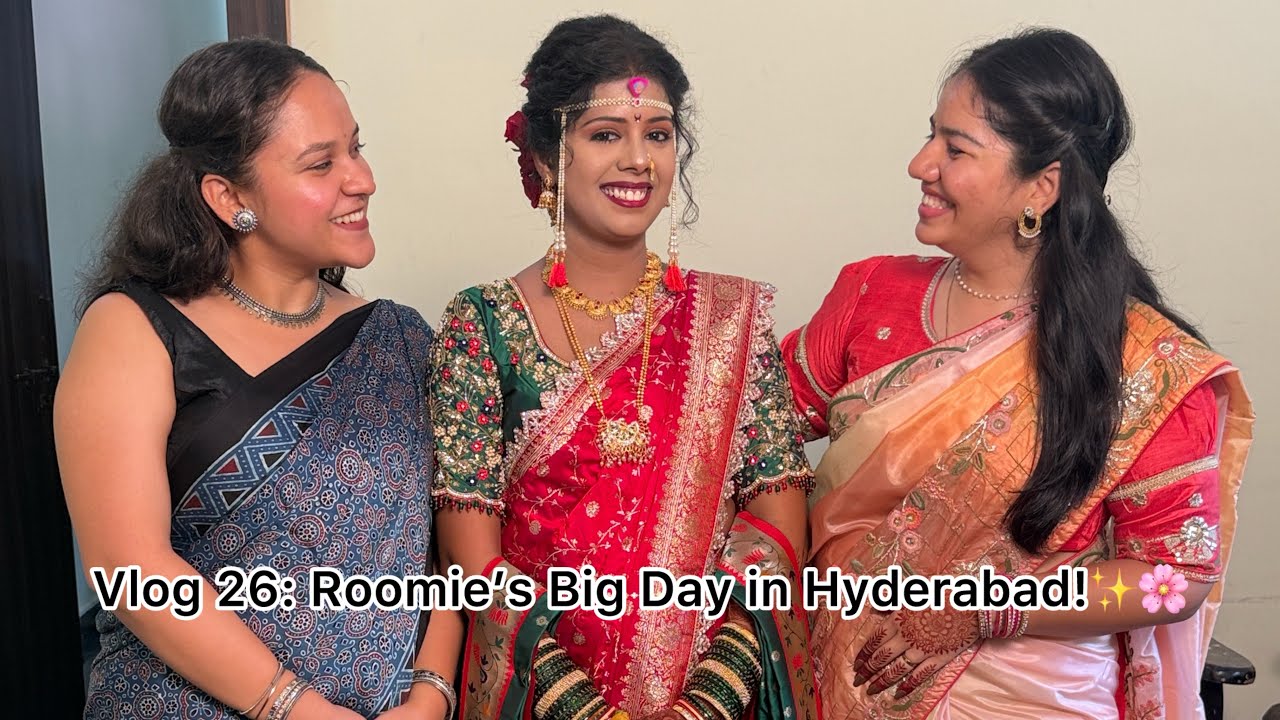 Vlog 26: Attending a Traditional Hyderabadi Marathi Wedding✨🫶🏻🌸👫🏻 #wedding #hyderabad #marathi #vlog