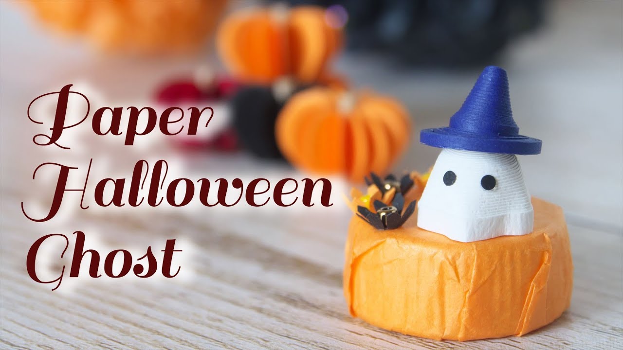 紙で作るハロウィンお化けのマスコット【クイリング】 - How to Make a Paper Halloween Ghost / Paper Quilling