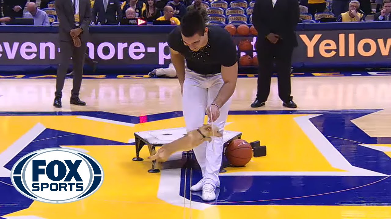 Little tiny dog does acrobat tricks at Villanova-Marquette game