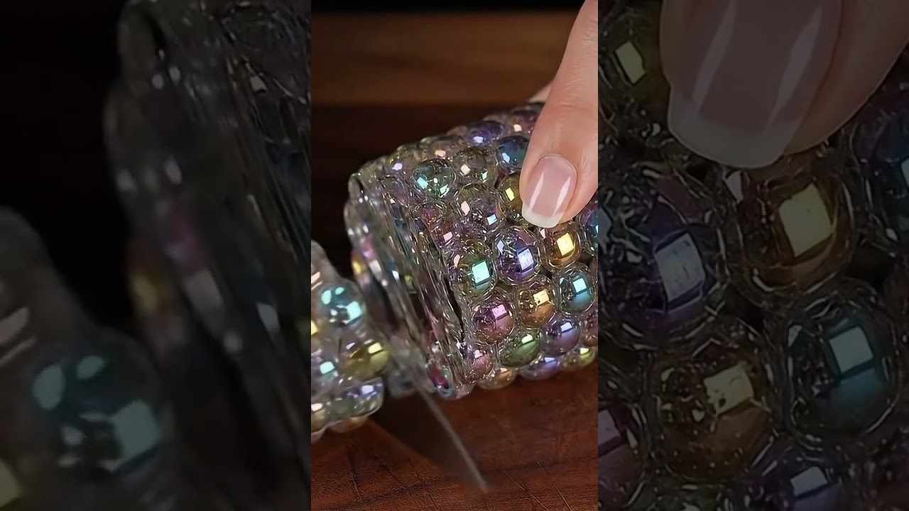 Cutting a Glass Rainbow Corn | ASMR 8K 🌽🔪