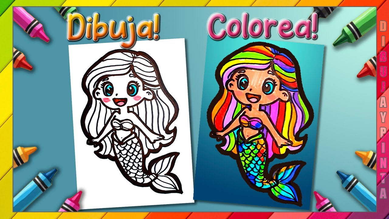 Как нарисовать русалку 🧜‍♀️🌊🌈 Рисунки для детей