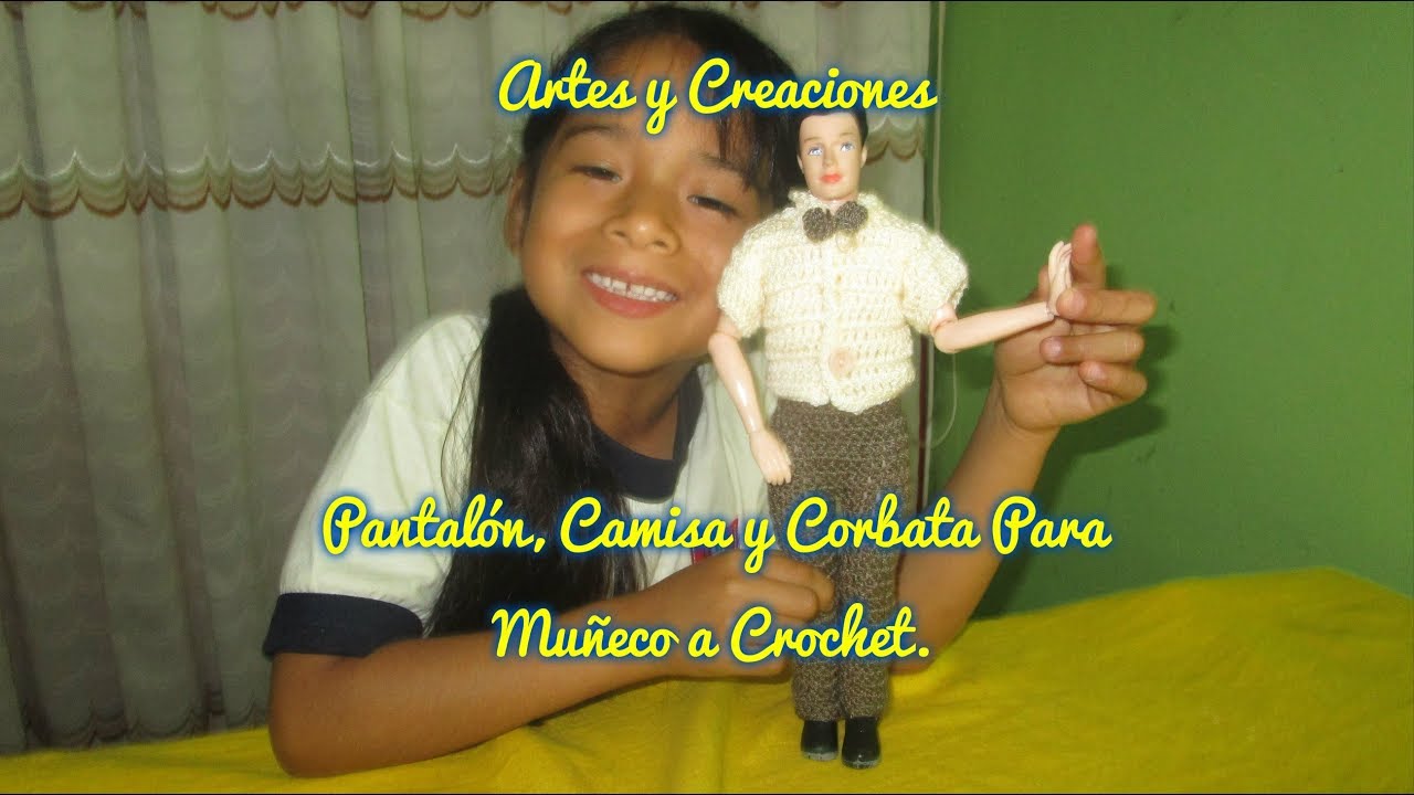 PANTALON, CAMISA Y CORBATA DE NOVIO PARA MUÑECO TEJIDO A CROCHET.