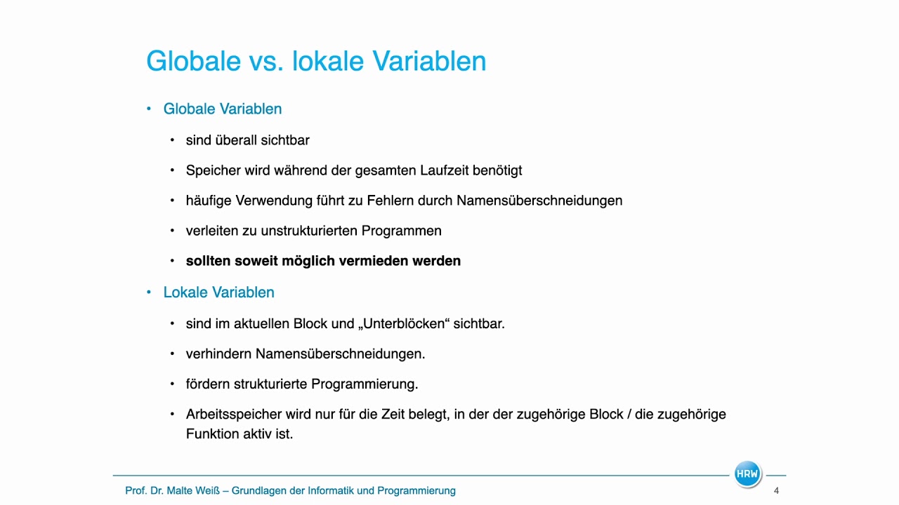 Globale und lokale Variablen