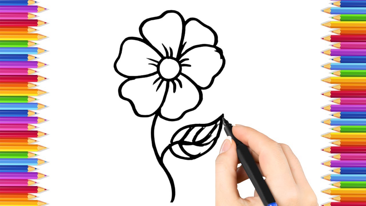 How To Draw cute  Flower Drawing, Painting & Coloring For Kids and Toddlers_ Child Art 🐋🌈🎨