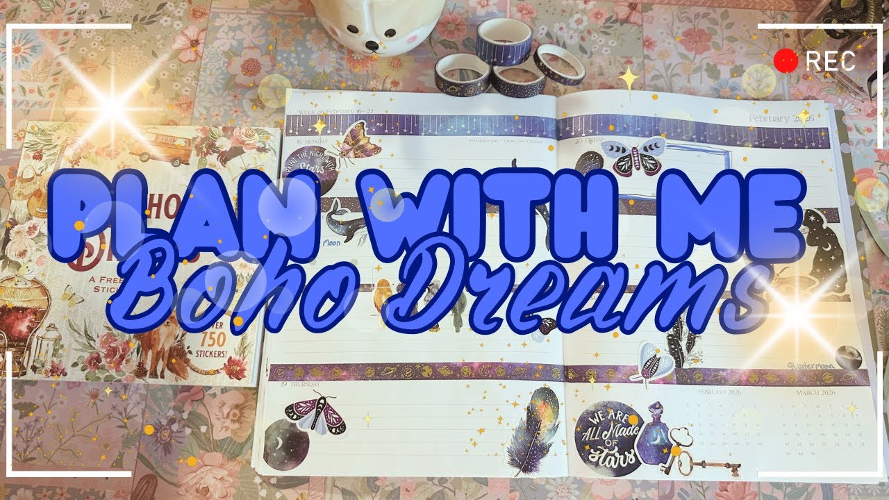 Разворот ежедневника Boho Dreams | В погоне за звездами | Новолуние