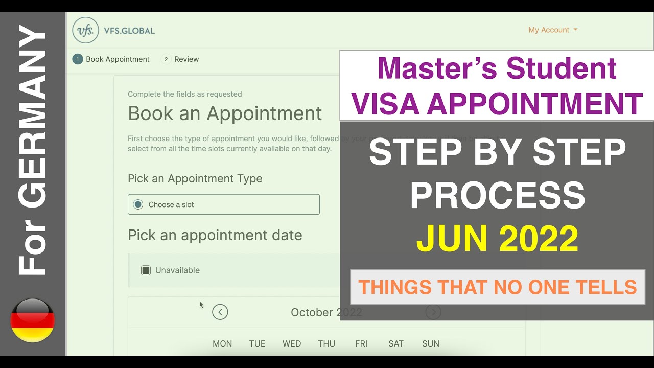 VFS Appointment Waiting Time for Germany Masters Student Visa - Update June 2022 - Steps