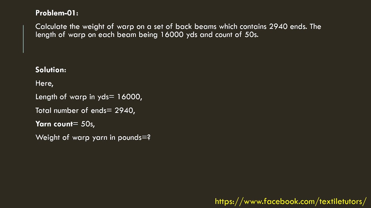 Warp yarn weight calculation method