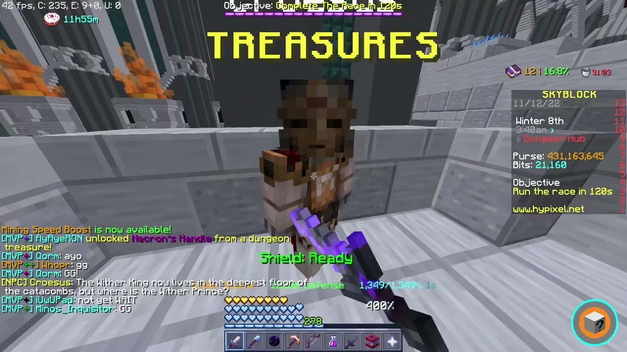 Dropping 2 Necron&rsquo;s Handles + Dark Claymore (Hypixel Skyblock)