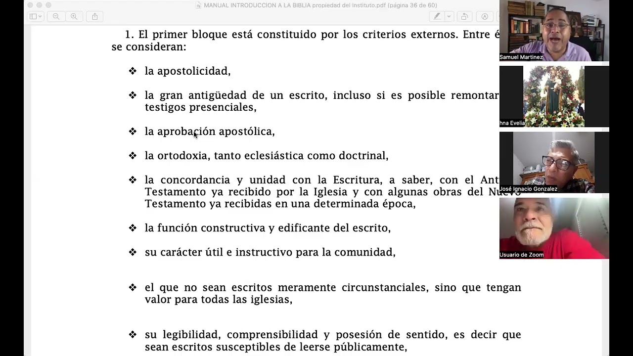 Clase 11. Introducción a la Biblia: Criterios de canonicidad