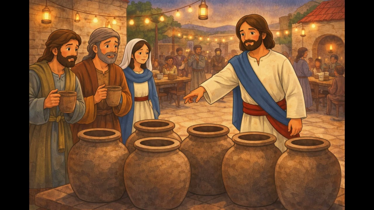 Die Hochzeit von Kana - Jesus macht Wasser zu Wein - Geschichten für Kinder