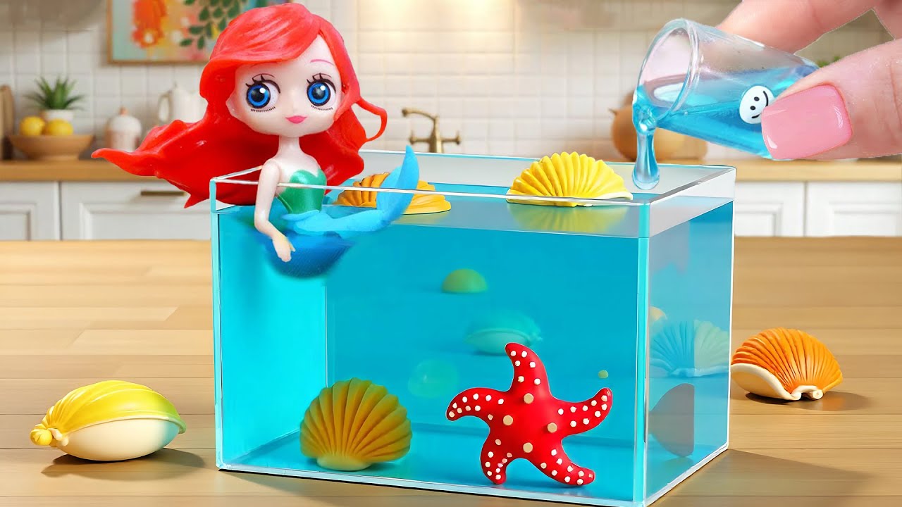 🌈Mini Gelatina Ariel  -  Increíble receta de pastel de gelatina en miniatura de princesas Disney 💙