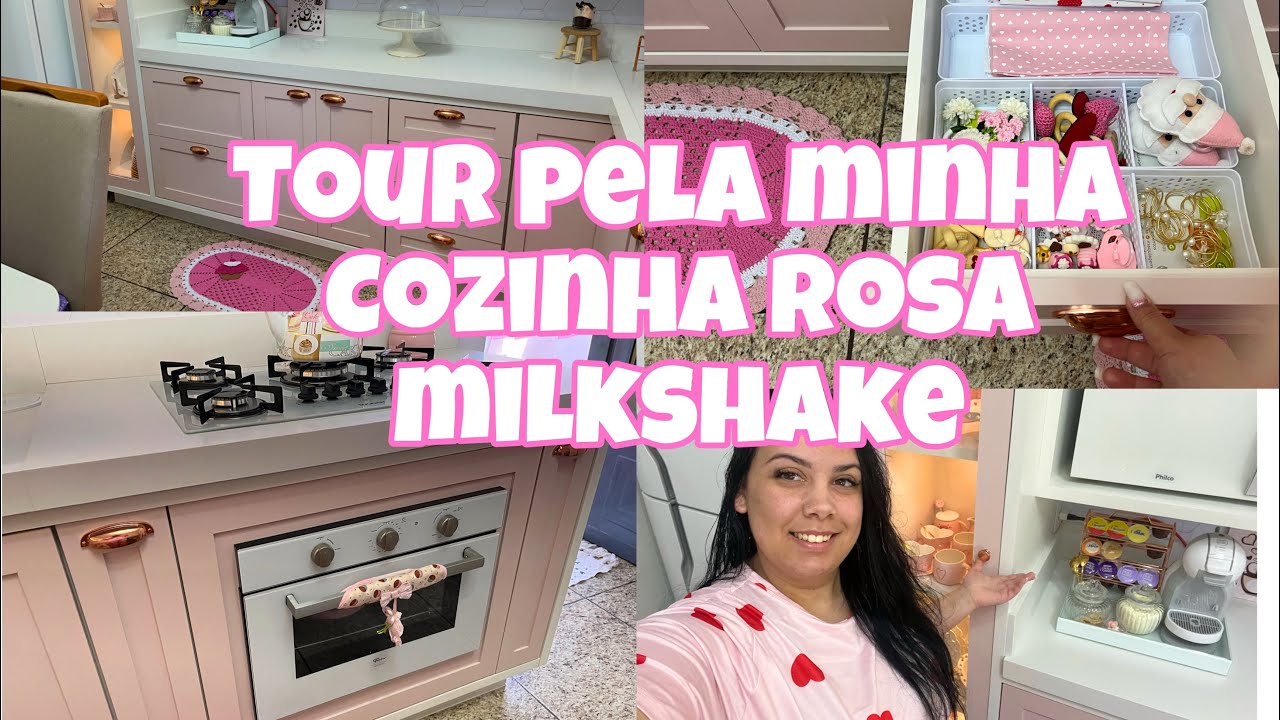 Tour pela minha cozinha planejada rosa milkshake 😍