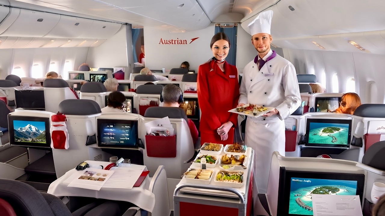 Austrian Airlines Business Class Review | Boeing 777 Vienna to Maldives | Flying Chef Onboard!