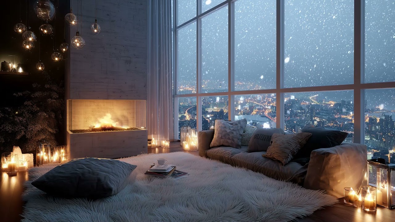 3 Hours Falling Snow ❄️ Peaceful Winter Night Sounds