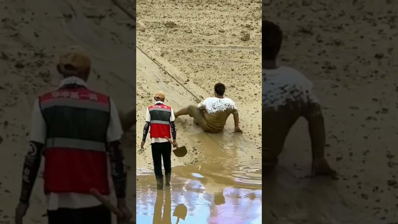 Desi Jugaad created a stir in the mud 😂 | Funny Mud Slide Video | #shorts #comedy