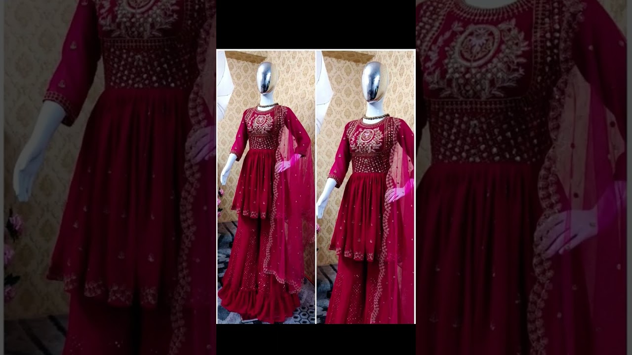 latest trendy sharara with shrug dress 