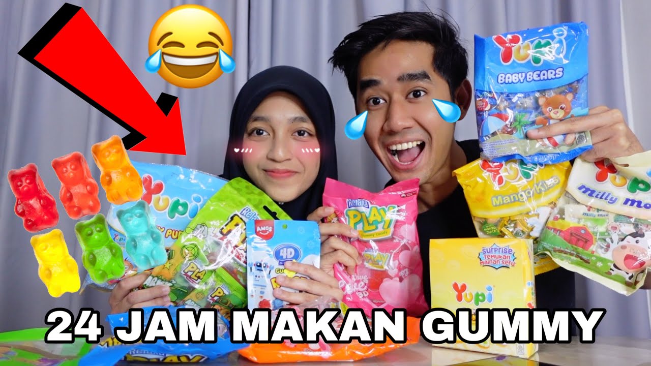 24 JAM MAKAN GUMMY DENGAN ILIYA 😂 AKU BELI SEMUA JENIS GUMMY VIRAL 😈