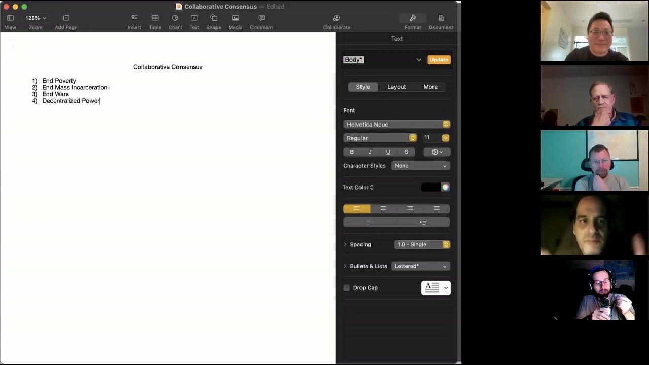 Introduction of the action on working group platform