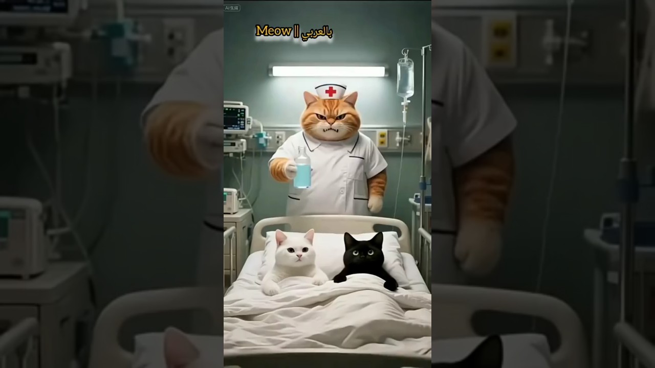 شوفو الممرض الشرير عمل ايه في القطط #catvideos  #cats #ai #cartoon #aivideo #aishorts #meow #funny