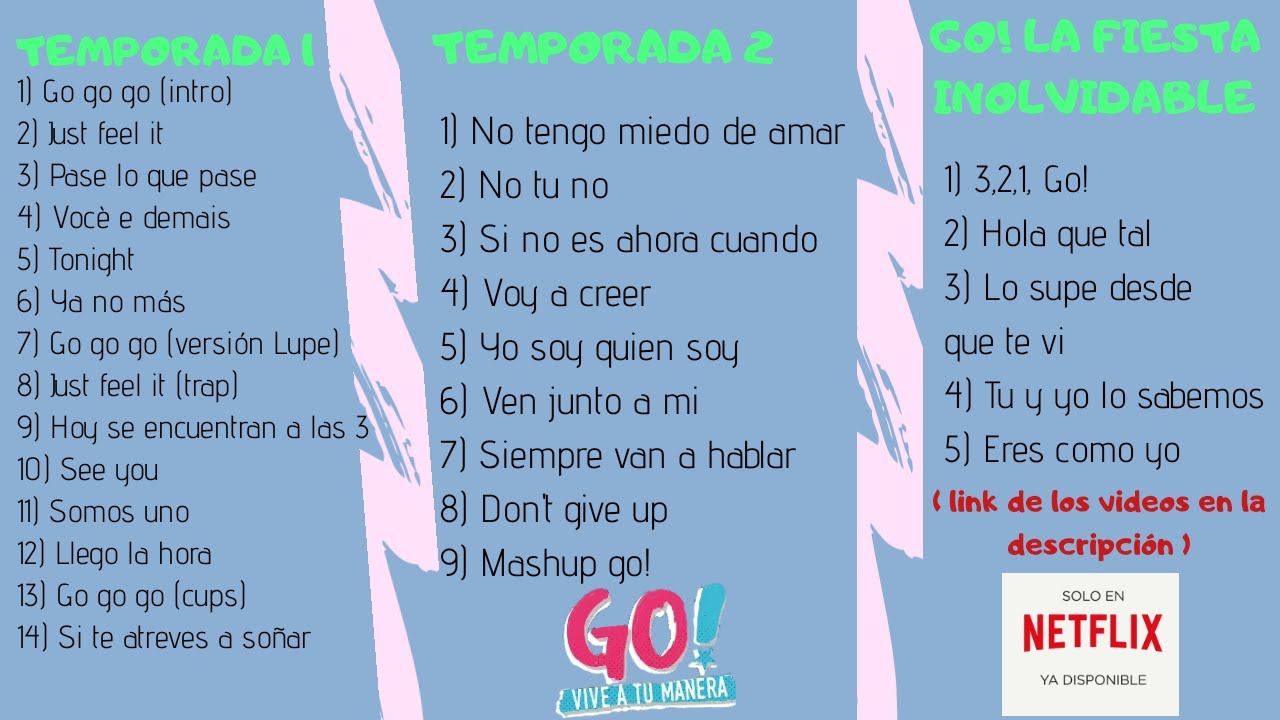 TODAS LAS CANCIONES DE GO VIVE A TU MANERA Y GO LA FIESTA INOLVIDABLE !!!🤩😱