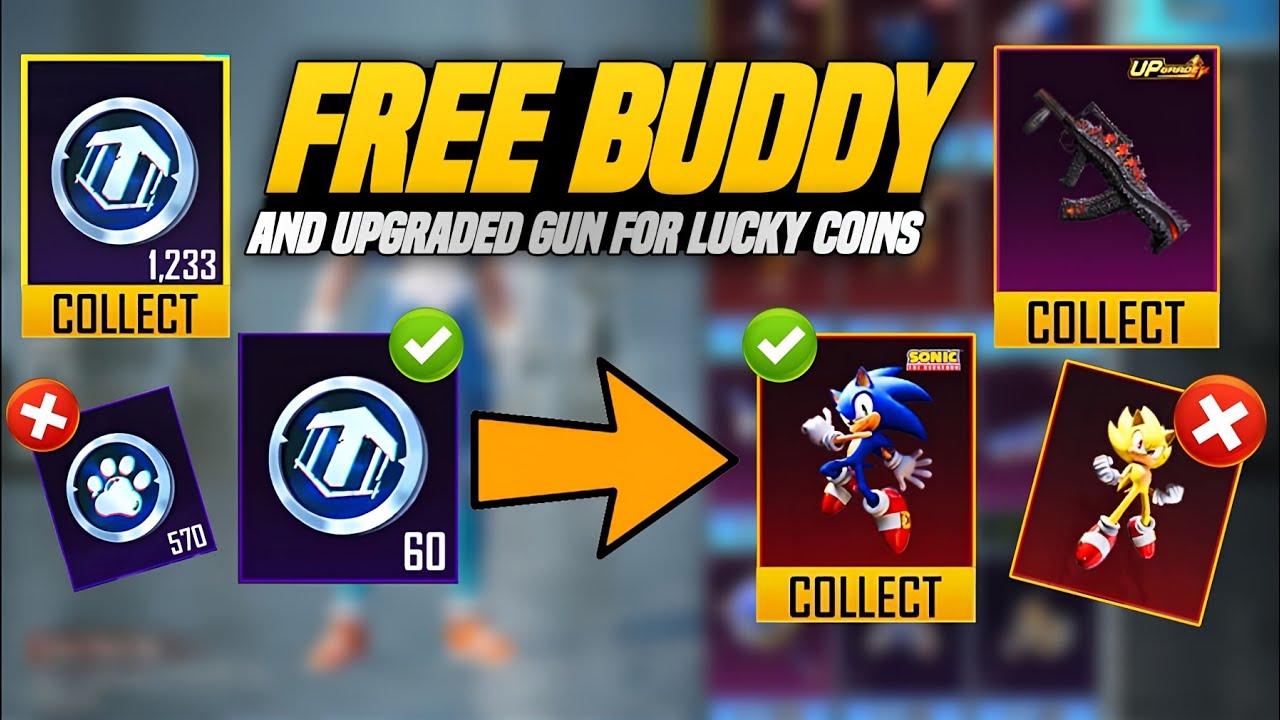 😱 Free Myth SONIC Buddy For Everyone | Free Lucky Coins And Upgrade Gun For Everyone | PUBGM