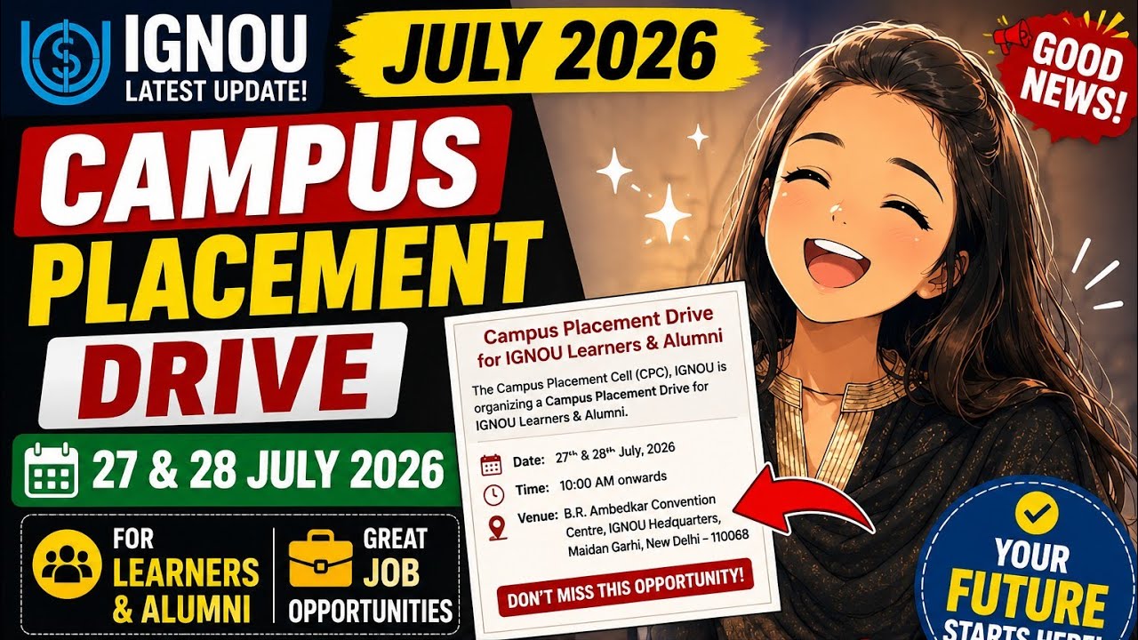 IGNOU CAMPUS placement ignou students only🥳🥳 hurry up  registration now participate July month 2026
