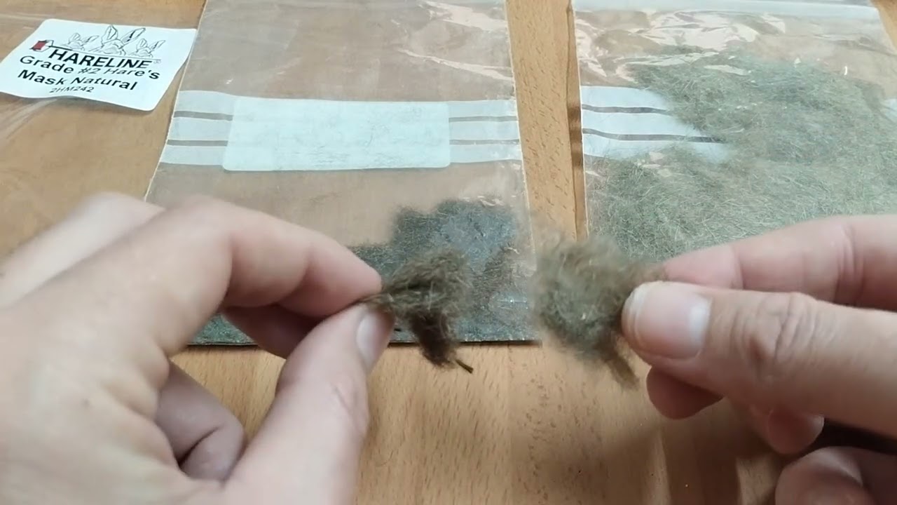Materiales para montaje de moscas: careta de liebre.