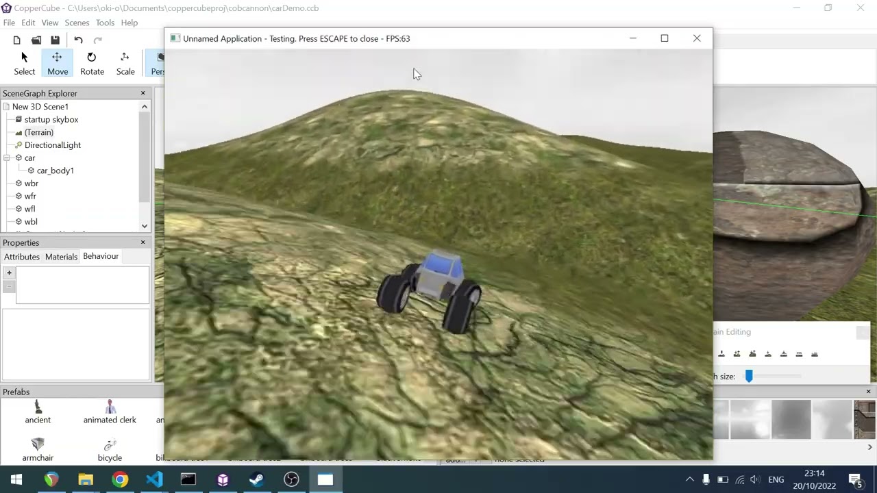 Coppercube and Cannon js raycast vehicle demo