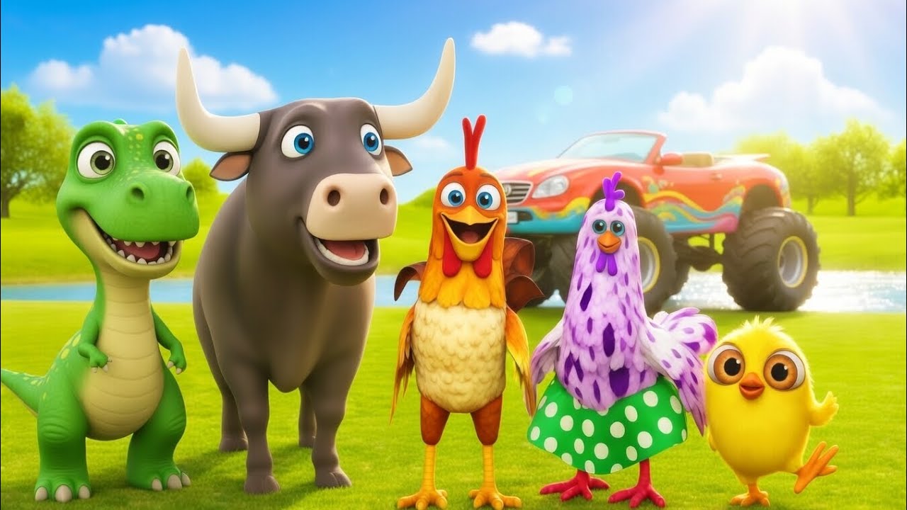 El pollito y el Tractor de la Granja - el Toro yTractor -Escapando del Toro y del Pollito#4