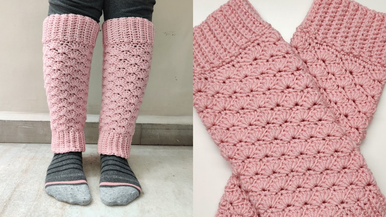 Crochet Shell Leg Warmers | Ribbed Legwarmers Easy Tutorial for Beginners (Right Handed Tutorial)