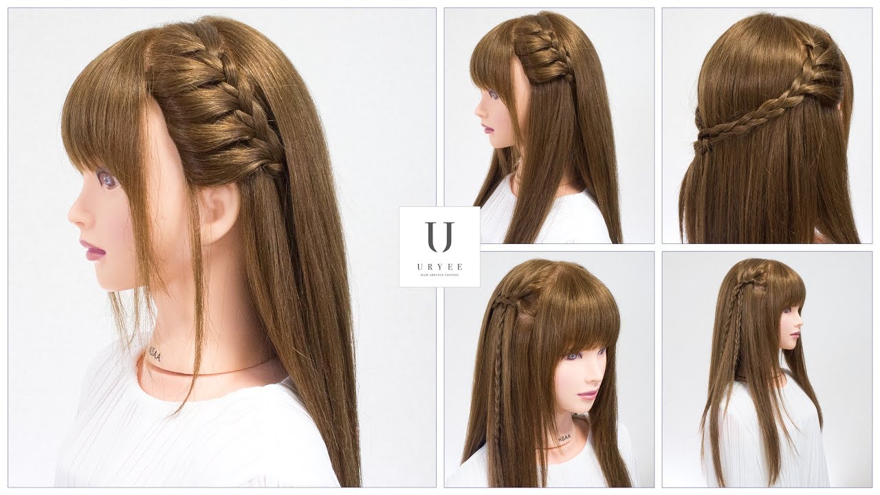 編み込みは片方だけ♡さらさらストレートヘアアレンジ