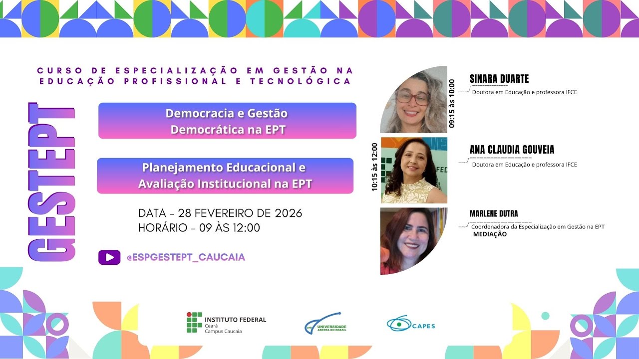 Democracia e Gestão  Democrática na EPT | Planejamento Educacional e  Avaliação Institucional na EPT