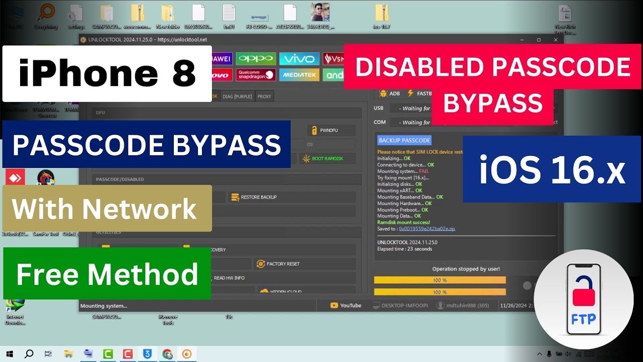 iPhone 8 Passcode Disabled Bypass iCloud Full Network With Unlock Tool