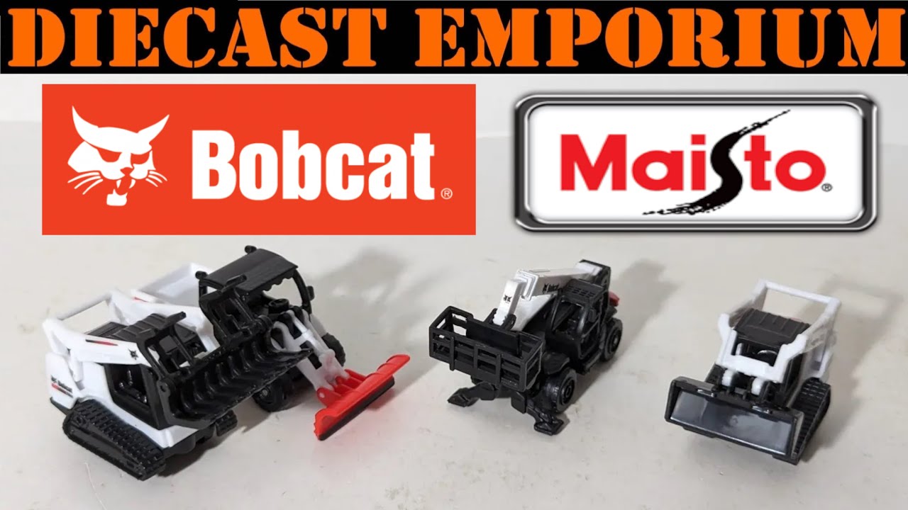 Maisto Bobcat 4-Piece Construction Vehicles Collection Telehandler, Tool Cat, Skid Steer Loaders