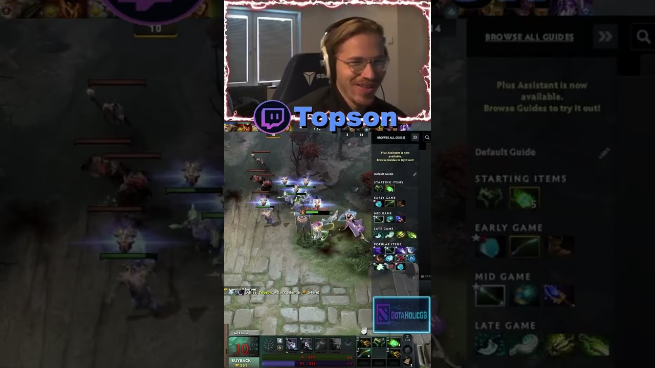 WHEN TOPSON BULLY ENEMY HC WITH SUPPORT​! 😂​​​​​​ #dota2 #topson #gaming #outplay #twitch