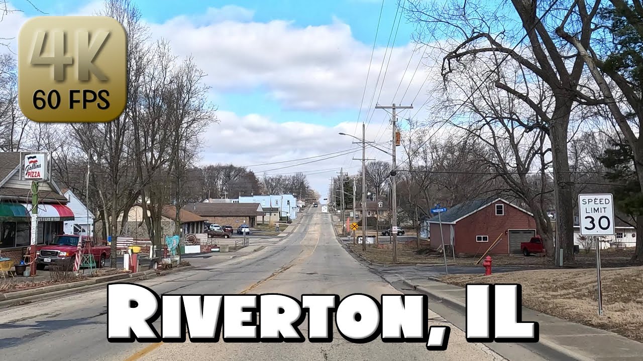 Driving Around the Small Town of Riverton, IL in 4k Video